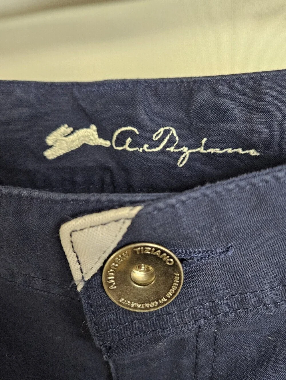 A. Tiziano Deep Navy Blue Pants Size 38 Men's 100% Cotton